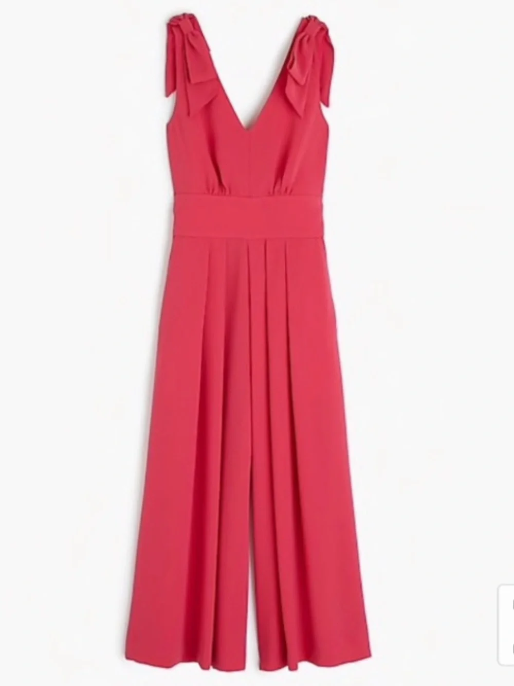 J.Crew Drapey Tie-Shoulder Jumpsuit Wide Leg Fuchsia/Pink Sleeveless Sz 4 Formal